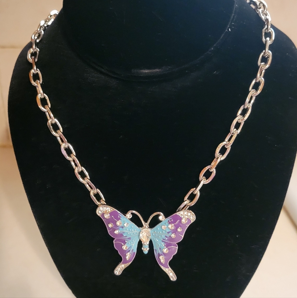 paparazzi Purple and Teal Butterfly Pendant Necklace